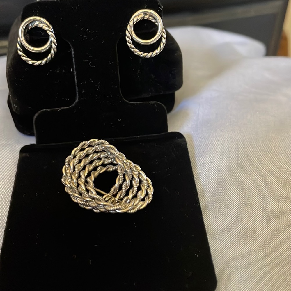 Vintage 1960’s Binder Bros. Sterling Silver Pin and Matching Earrings.
